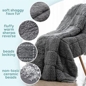 img 3 attached to 🛌 Topblan Faux Fur Weighted Blanket 12lbs, Shaggy Grey Throw Blanket with Premium Sherpa Fleece - Improve Sleep Quality and Enjoy Warm & Cozy Bedtime!