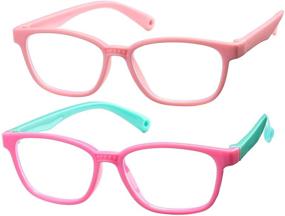 img 3 attached to Braylenz 2 Pack Kids Computer Blue Light Blocking Glasses for Girls and Boys, Clear Nerd TR90 Eyeglasses Frame, Age 3-10, Pink and Pink Green