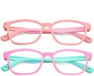 braylenz 2 pack kids computer blue light blocking glasses for girls and boys, clear nerd tr90 eyeglasses frame, age 3-10, pink and pink green logo