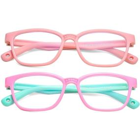 img 4 attached to Braylenz 2 Pack Kids Computer Blue Light Blocking Glasses for Girls and Boys, Clear Nerd TR90 Eyeglasses Frame, Age 3-10, Pink and Pink Green