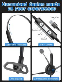 img 2 attached to 🎧 Ultra-Soft USB Headset with Noise Cancelling Mic & In-line Call Controls for Laptop, PC, Skype, Zoom, Call Center, Video Conference, Office - Ideal for Calls