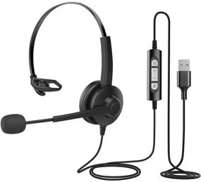 img 4 attached to 🎧 Ultra-Soft USB Headset with Noise Cancelling Mic & In-line Call Controls for Laptop, PC, Skype, Zoom, Call Center, Video Conference, Office - Ideal for Calls