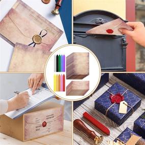 img 3 attached to 💌 Vintage Paper and Envelopes Set: Caffox 110pcs Writing Stationery Paper Letter Set with Wax Seal Sticks for Letters, Envelopes and Envelope Stamp