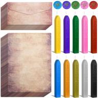 💌 vintage paper and envelopes set: caffox 110pcs writing stationery paper letter set with wax seal sticks for letters, envelopes and envelope stamp logo