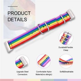 img 2 attached to 🌈 Bandmax Rainbow Bands Fitbit Charge 3 - LGBT Pride Nylon Watch Bands, Durable Fitbit 3 Sport Replacement Straps with Adjustable Silver Metal Clasp - Large Size