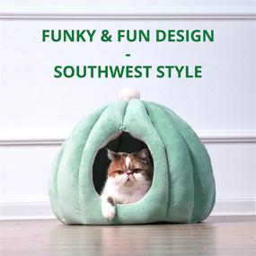 img 2 attached to 🌵 Cactus Pet Condo for Cats, Puppies, and Small Dogs - Super Plush, Self-Warming Material for Ultimate Comfort - Machine Washable, Fun Design, Private Cat Cave and Dog House