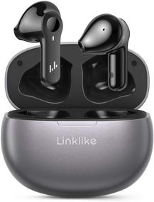 img 4 attached to 🎧 Беспроводные наушники Linklike True Wireless: Bluetooth-наушники с микрофоном, сенсорным управлением, 36 часов воспроизведения - совместимы с iPhone и Android (серый)