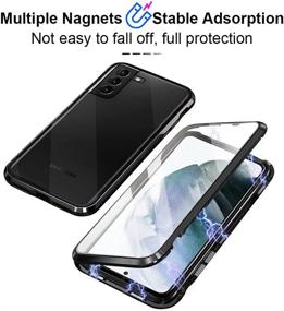 img 2 attached to 📱 QUIETIP Compatible Samsung Galaxy S21 Case - Magnetic Metal-Clear Glass Case, Slim Metal Frame, Double-Sided Tempered Glass with Built-in Screen & Lens Protection (Blue)