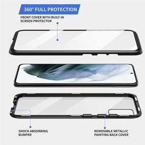 img 3 attached to 📱 QUIETIP Compatible Samsung Galaxy S21 Case - Magnetic Metal-Clear Glass Case, Slim Metal Frame, Double-Sided Tempered Glass with Built-in Screen & Lens Protection (Blue)