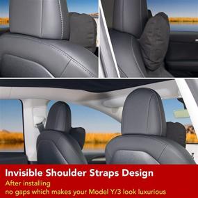 img 1 attached to 🚗 Tesla Model S Model Y Model 3 LR/Plaid Neck Pillows: Headrest Accessories for Driver and Passenger Travel/Sleeping, 2 PCS (Black)