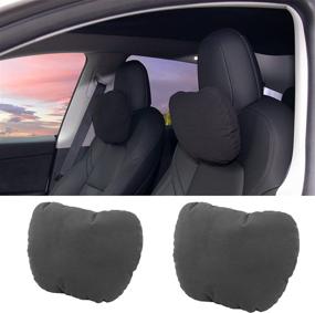 img 4 attached to 🚗 Tesla Model S Model Y Model 3 LR/Plaid Neck Pillows: Headrest Accessories for Driver and Passenger Travel/Sleeping, 2 PCS (Black)