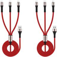 🔌 souina 2 pack 4ft/1.2m multi fast charger cord - fast charging cable for cell phones/tablets - type-c/micro-usb compatible - samsung galaxy/pixel/sony/lg/htc (red) logo