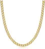 💎 barzel gold chain necklace - 18k gold plated diamond cut curb/cuban link chain necklace 5mm for women, men, boys & girls - made in brazil logo