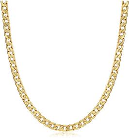 img 4 attached to 💎 Barzel Gold Chain Necklace - 18k Gold Plated Diamond Cut Curb/Cuban Link Chain Necklace 5MM for Women, Men, Boys & Girls - Made in Brazil