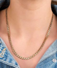 img 2 attached to 💎 Barzel Gold Chain Necklace - 18k Gold Plated Diamond Cut Curb/Cuban Link Chain Necklace 5MM for Women, Men, Boys & Girls - Made in Brazil