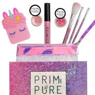 🦄 prim and pure mineral gift set: discover magic with unicorn mirror, ideal for play dates & birthday parties, kids eyeshadow makeup – organic & natural kit for kids, made in usa (pink) logo