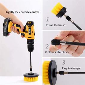 img 2 attached to 🧽 YIHATA 4 Pack Drill Brush Attachments Set - Powerful Multi-Purpose Cleaning Kit for Grout, Floor, Tub, Shower, Tile, Bathroom and Kitchen - Extended Long Brushes with Yellow Bristles