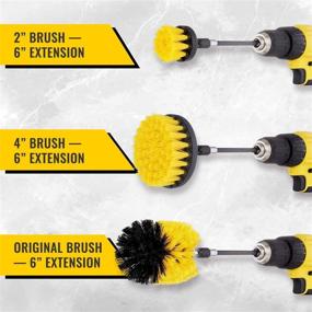 img 1 attached to 🧽 YIHATA 4 Pack Drill Brush Attachments Set - Powerful Multi-Purpose Cleaning Kit for Grout, Floor, Tub, Shower, Tile, Bathroom and Kitchen - Extended Long Brushes with Yellow Bristles