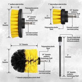 img 3 attached to 🧽 YIHATA 4 Pack Drill Brush Attachments Set - Powerful Multi-Purpose Cleaning Kit for Grout, Floor, Tub, Shower, Tile, Bathroom and Kitchen - Extended Long Brushes with Yellow Bristles