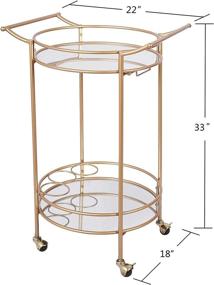 img 3 attached to 🍾 22 Inch Round Gold Rolling Bar Cart with 2 Mirror Shelves, Goblet Rack, and Lockable Casters – Ideal for Home Kitchen, Club, Living Room, Thanksgiving, Christmas, New Year