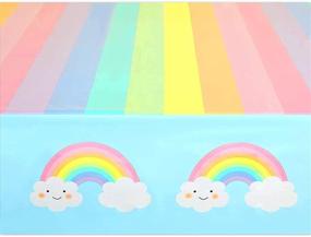 img 1 attached to 🌈 Optimized Rainbow Baby Shower Plastic Tablecloth Set - 3 Pack (54 x 108 inches)