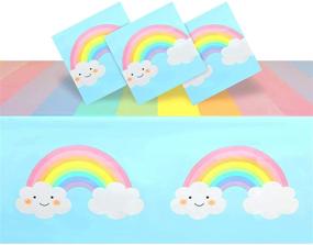 img 4 attached to 🌈 Optimized Rainbow Baby Shower Plastic Tablecloth Set - 3 Pack (54 x 108 inches)