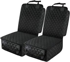 img 4 attached to 🐾 PETICON 2 Pack Waterproof Car Seat Cover with Side Flaps - Full Protection Dog Seat Cover for Cars, Trucks, SUVs, Jeep - Non-Slip, Scratchproof Captain Chair Seat Cover