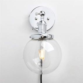 img 2 attached to 💡 Vintage Industrial Wall Sconce: Permo 1-Light Plug-in Wall Lamp with Clear Glass Shade and On/Off Switch – Chrome Finish