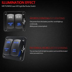img 2 attached to 🚗 MICTUNING 12V 24V 2 Gang Aluminum Rocker Switch Panel - Premium Blue Backlit LED On/Off Toggle Switch for Car Truck Marine Boat