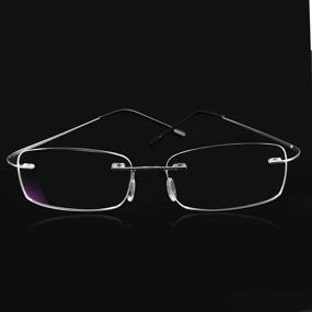 img 1 attached to FEISEDY B2686: Stylish Rimless Titanium Stainless Steel Anti-Blue Light Reading Glasses for Effortless Comfort