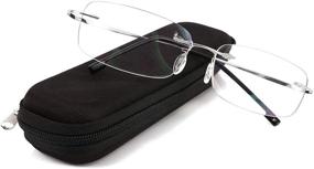 img 3 attached to FEISEDY B2686: Stylish Rimless Titanium Stainless Steel Anti-Blue Light Reading Glasses for Effortless Comfort