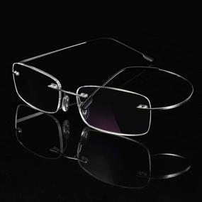 img 2 attached to FEISEDY B2686: Stylish Rimless Titanium Stainless Steel Anti-Blue Light Reading Glasses for Effortless Comfort