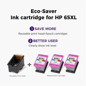 img 2 attached to 🖨️ LemeroUtrust Remanufactured Ink Cartridge Replacement for HP 65 65XL 65 XL - Compatible with HP DeskJet 3720 3752 3755 2622 2652 2655 Envy 5052 5055 5058 AMP 100 120 (1 Print Head + 3 Tri-Color Ink Cartridge)