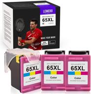 🖨️ lemeroutrust remanufactured ink cartridge replacement for hp 65 65xl 65 xl - compatible with hp deskjet 3720 3752 3755 2622 2652 2655 envy 5052 5055 5058 amp 100 120 (1 print head + 3 tri-color ink cartridge) logo