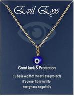👁️ lucky turkish blue evil eye necklace - adjustable chain, kabbalah protection & wish card for women, girls, teens, men & boys - 14k gold & silver plated good luck amulet jewelry gift logo