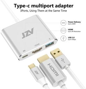 img 3 attached to 🔌 JZV Адаптер USB C к HDMI с поддержкой 4K HDMI, порта USB 3.0 и порта для зарядки USB C - Аксессуары для MacBook Pro, совместим с MacBook Pro, MacBook Air, iPad Pro - Конвертер HDMI в USB C