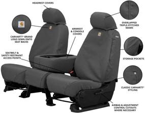img 2 attached to 🚗 Custom Carhartt Seat Covers by Covercraft - SSC3456CAGY, 1st Row 40/20/40 Bench Seat, Compatible with Chevrolet Silverado/GMC Sierra Models, Gravel
