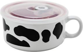 img 4 attached to Boston Warehouse Souper Mug with Lid: Udderly Cows Collection - 22oz Capacity, Hand Painted Delight!