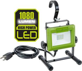img 4 attached to 🔦 PowerSmith PWL110S: Weatherproof LED Work Light with 360° Tilt, Metal Stand, and Adjustable Metal Hook - 1080 Lumen, Green Color