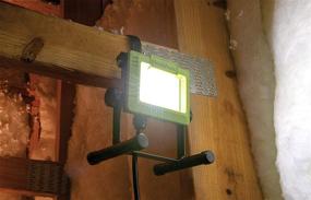 img 2 attached to 🔦 PowerSmith PWL110S: Weatherproof LED Work Light with 360° Tilt, Metal Stand, and Adjustable Metal Hook - 1080 Lumen, Green Color
