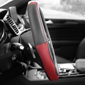 img 1 attached to Кожаная рулевая обложка FH Group FH2007RED красного цвета: придайте стиля вашему вождению с комфортом
