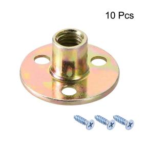 img 3 attached to 🔩 10pcs Carbon Steel T-Nuts Furniture Hardware Flange Insert Female Thread with Screws - uxcell M10 Brad Hole Tee Nut