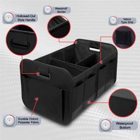 img 1 attached to 🚗 Black Car Trunk Organizer: Collapsible Multi-Compartment Cargo Storage Solution for Auto, SUV, and Truck