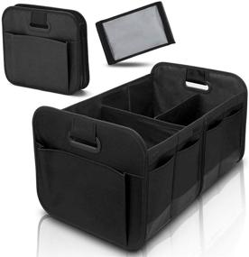 img 4 attached to 🚗 Black Car Trunk Organizer: Collapsible Multi-Compartment Cargo Storage Solution for Auto, SUV, and Truck