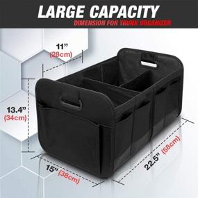 img 3 attached to 🚗 Black Car Trunk Organizer: Collapsible Multi-Compartment Cargo Storage Solution for Auto, SUV, and Truck