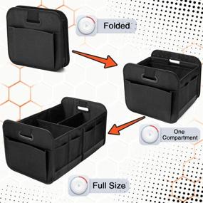 img 2 attached to 🚗 Black Car Trunk Organizer: Collapsible Multi-Compartment Cargo Storage Solution for Auto, SUV, and Truck