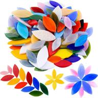 🌸 100-piece mixed color petal mosaic tiles: hand-cut stained glass flower leaves for crafts and colorful mosaic projects logo