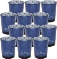 🕯️ set of 12 lovely mercury glass votive tealight candle holders - dark blue - 2.5" tall логотип