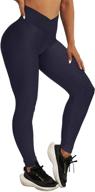 👖 stylish kolaoyep tiktok crossover leggings: tummy control, high waist, butt lifting yoga pants for women logo