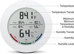 img 2 attached to 🌡️ ОРИА Внутренний гигрометр термометр: Точный цифровой монитор влажности с ЖК-дисплеем для дома, офиса, теплицы и детской комнаты.